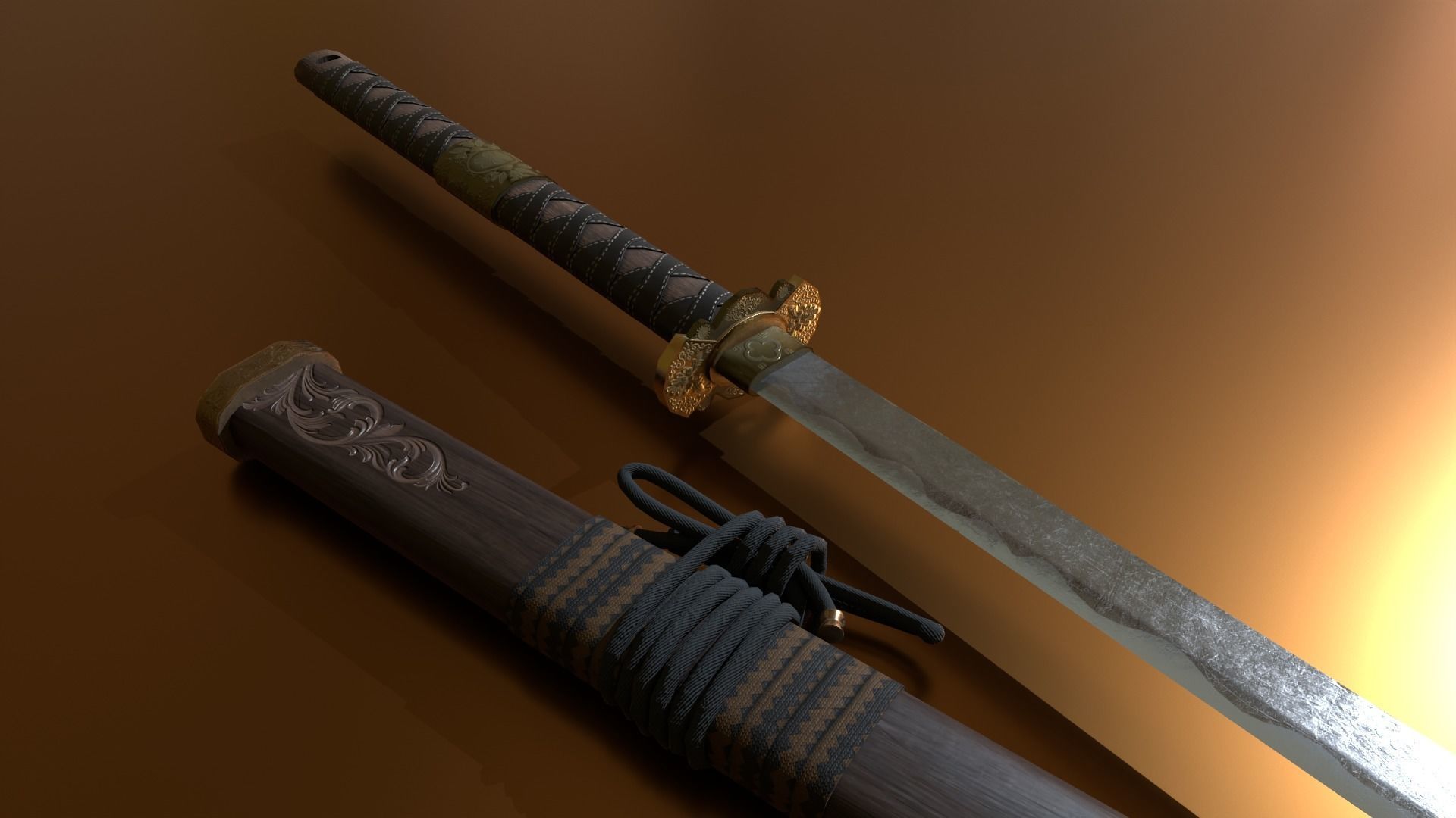 Katana - Sword Low-poly 3D model_3