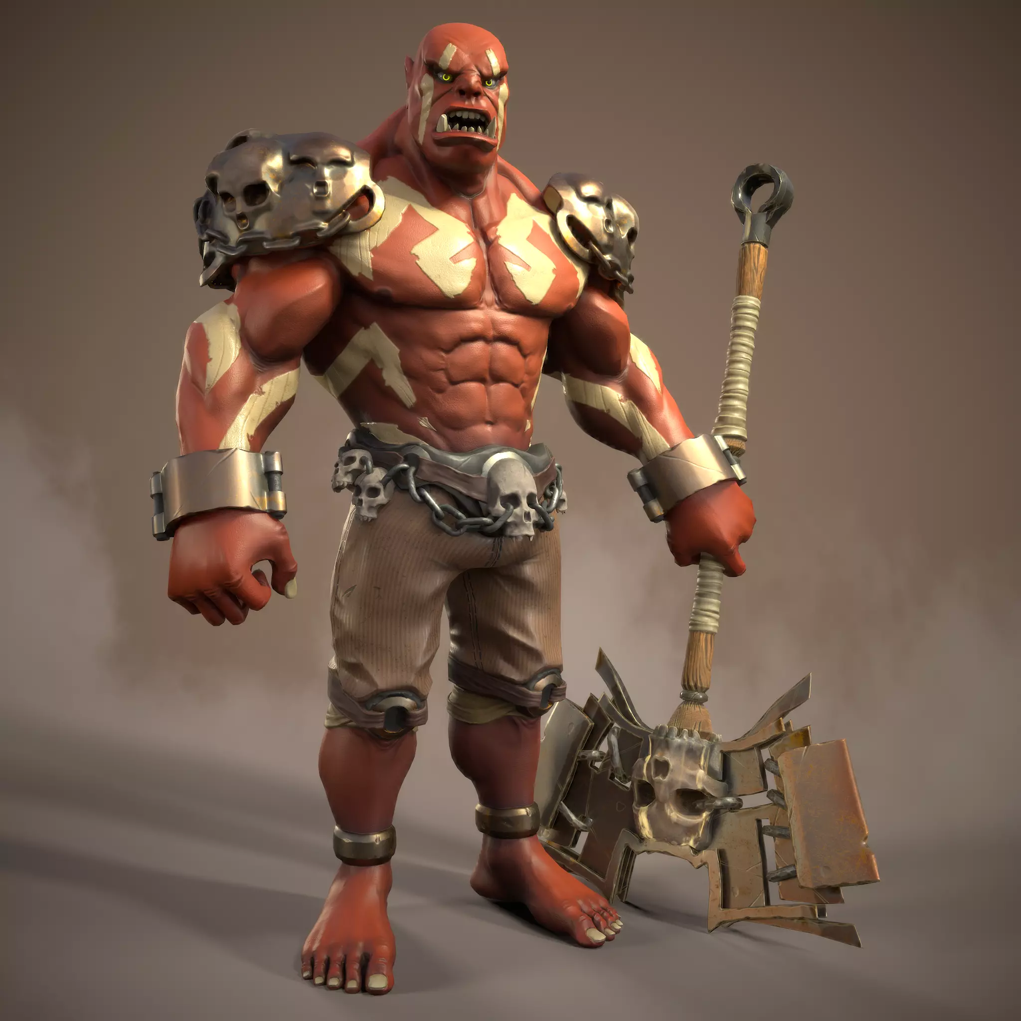 Stylized character Orc Low-poly 3D model_0