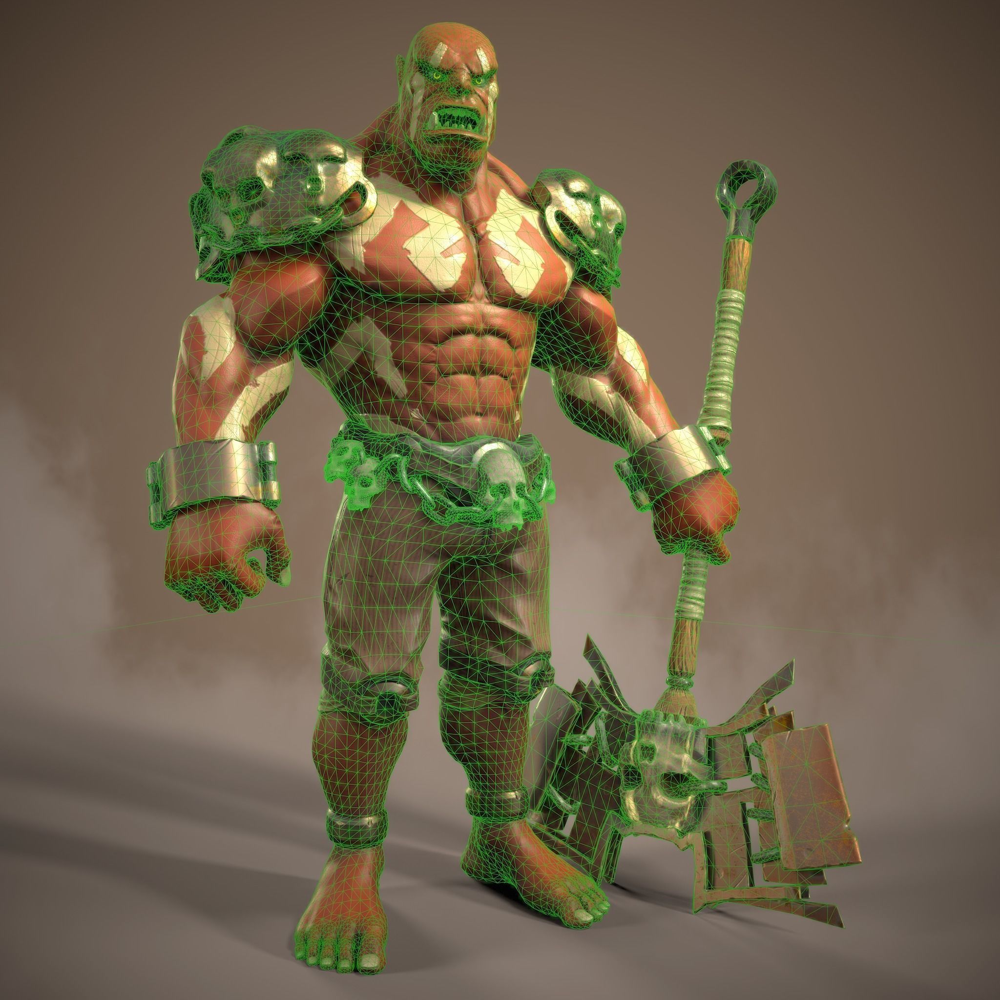 Stylized character Orc Low-poly 3D model_1