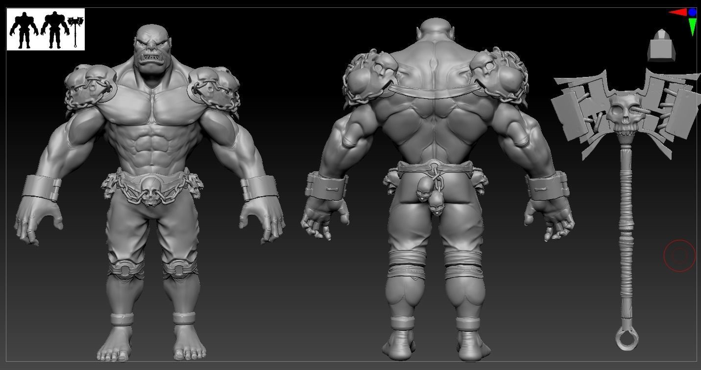 Stylized character Orc Low-poly 3D model_3