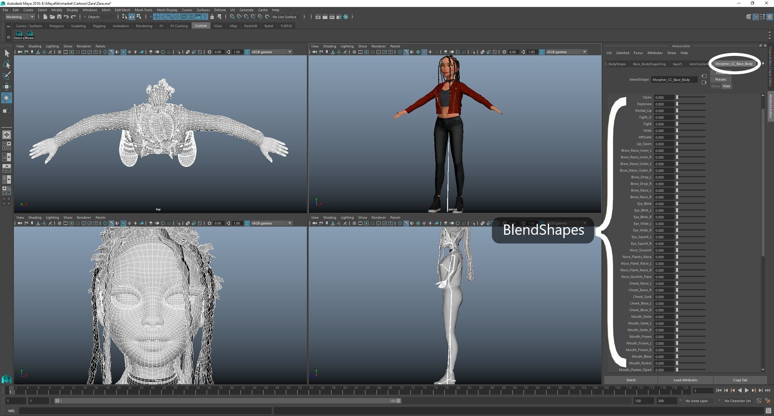 Game Cartoon Girl Zara Character rigged Low-poly 3D model_41