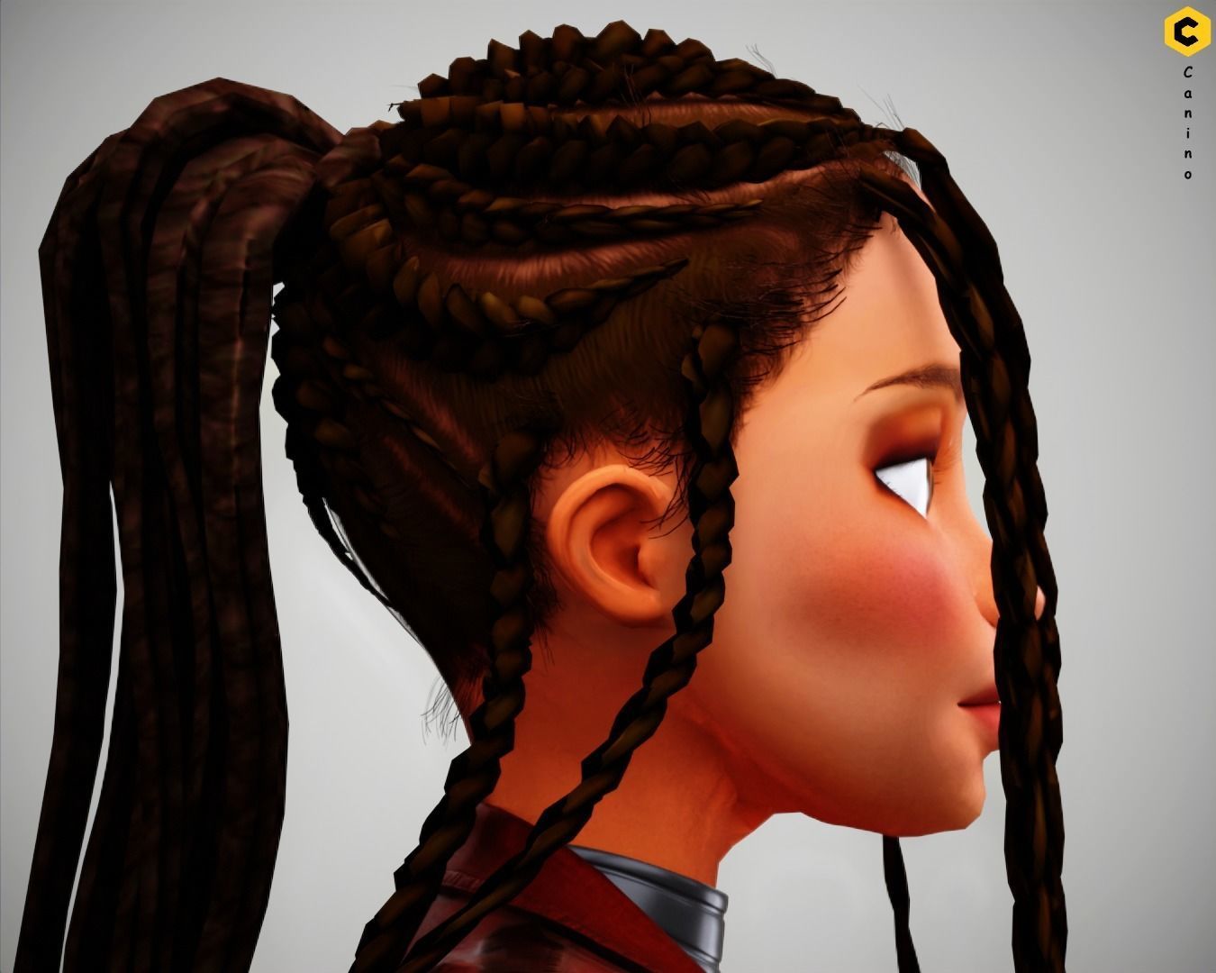 Game Cartoon Girl Zara Character rigged Low-poly 3D model_21