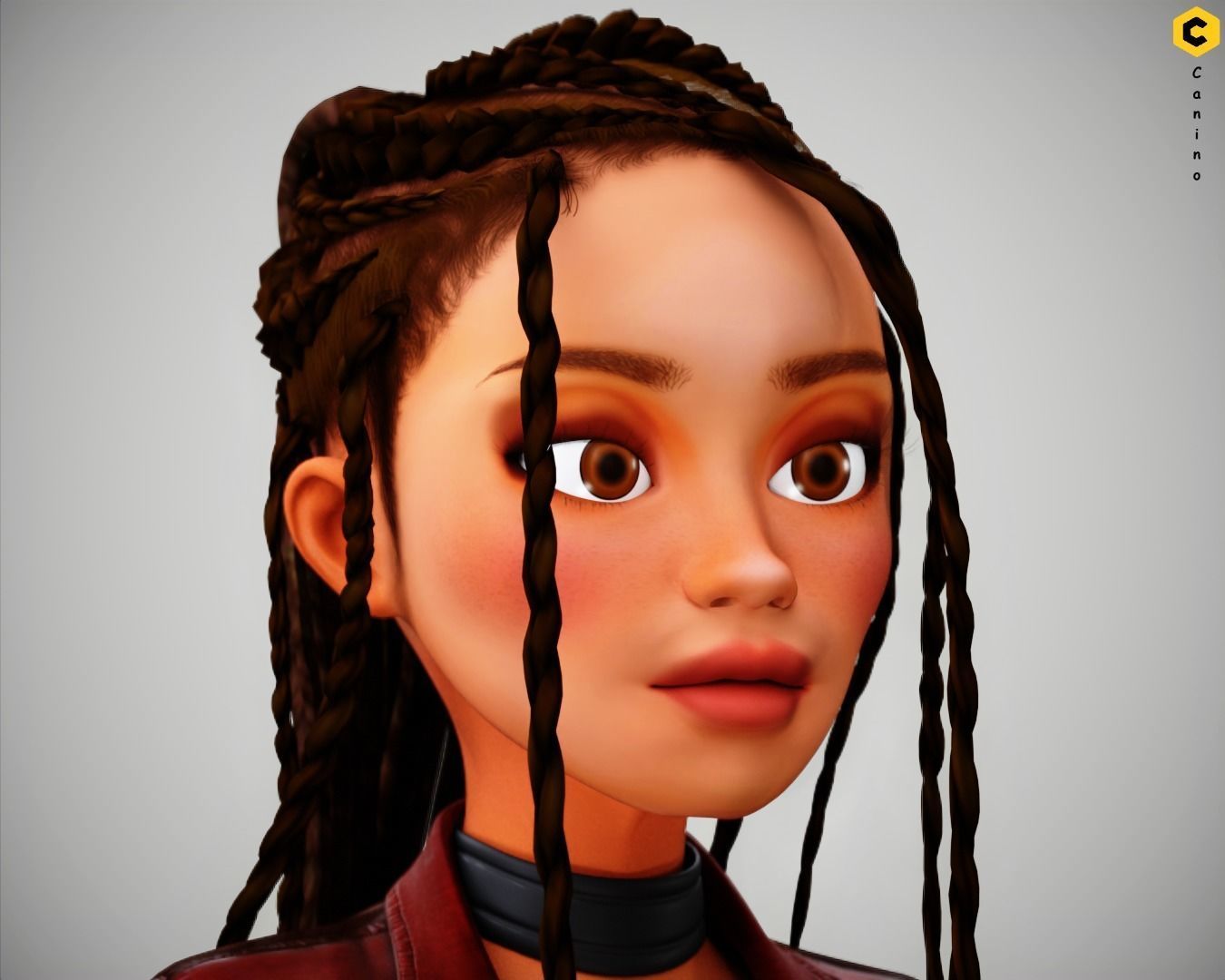 Game Cartoon Girl Zara Character rigged Low-poly 3D model_20