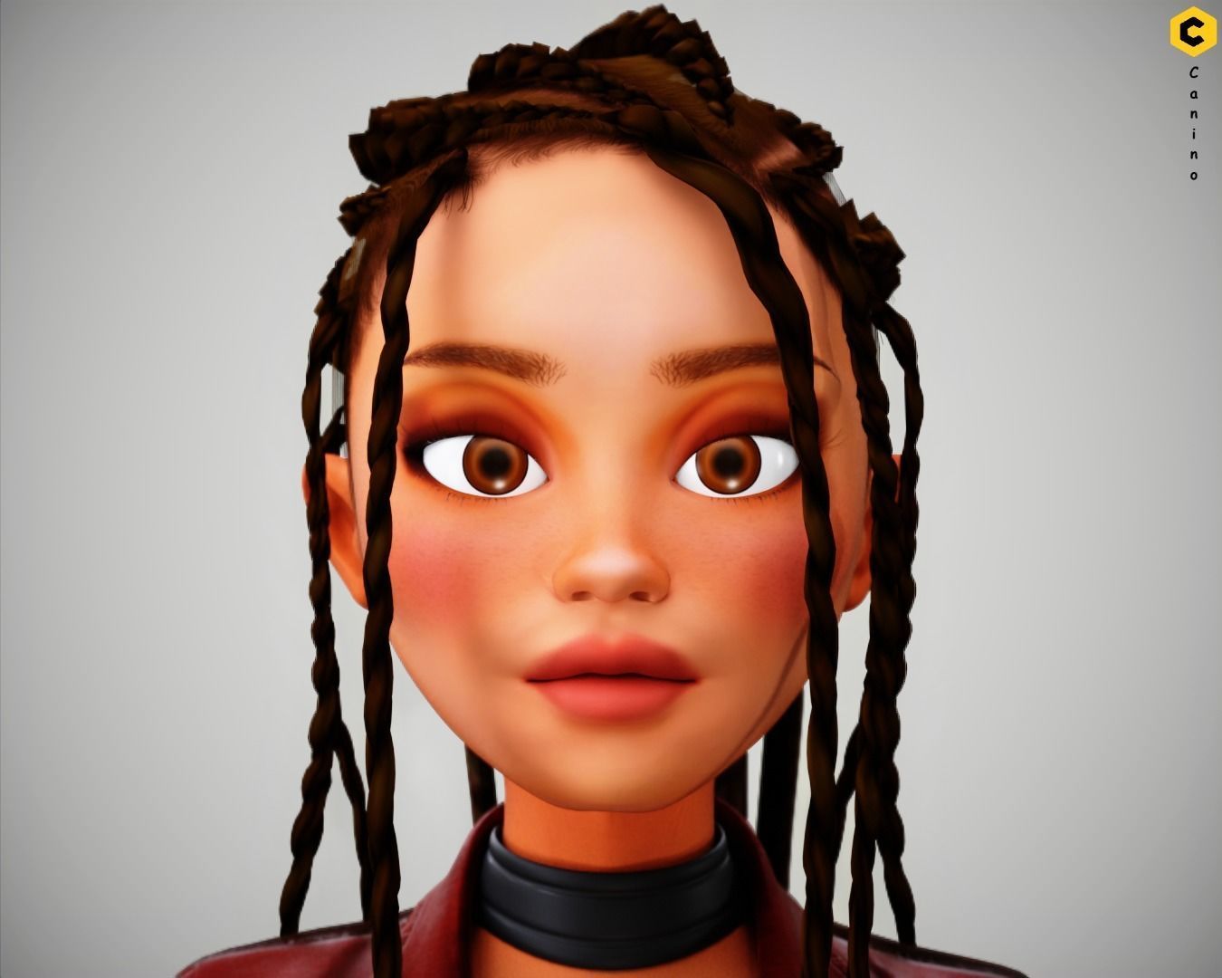 Game Cartoon Girl Zara Character rigged Low-poly 3D model_19