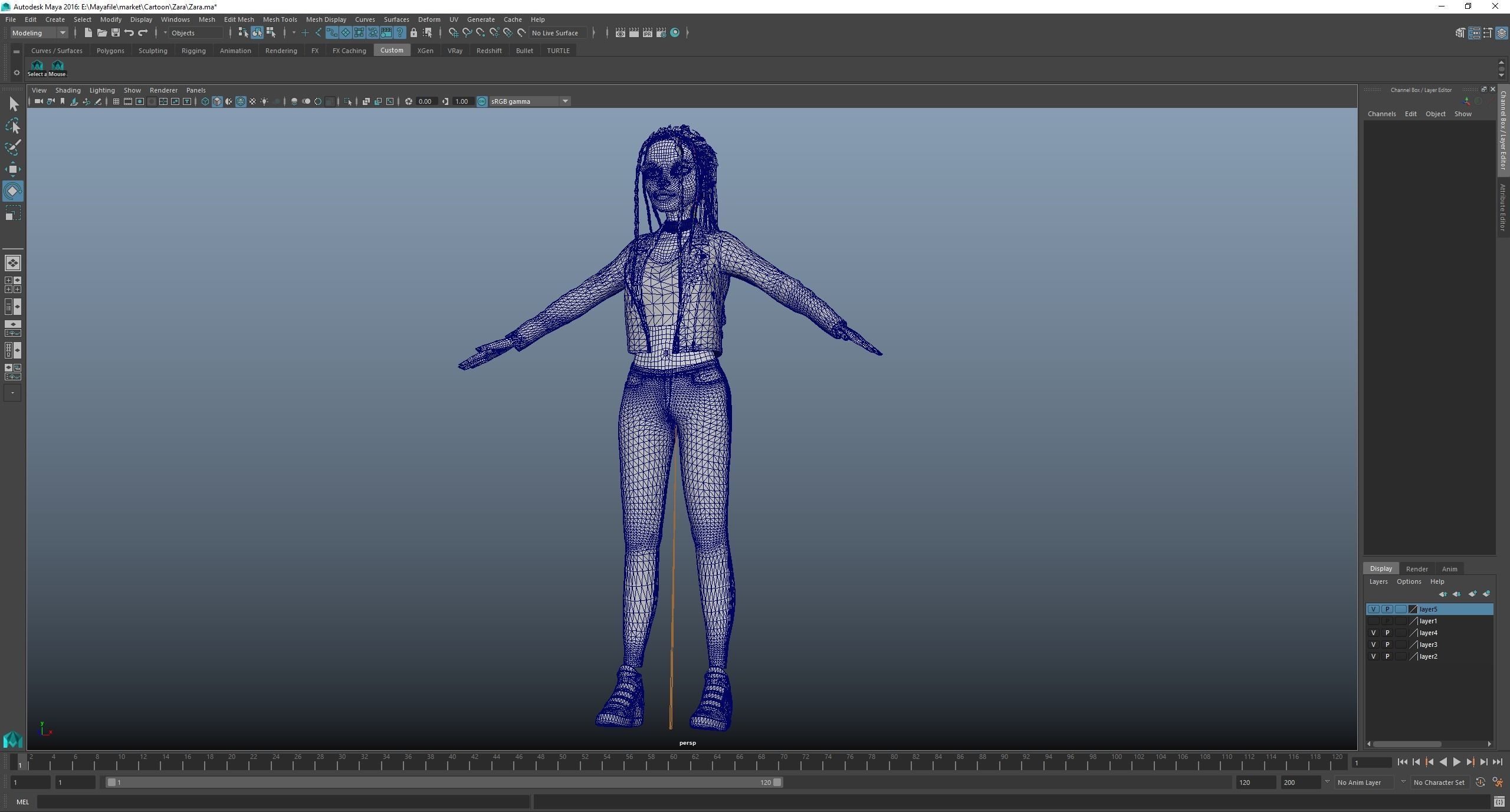 Game Cartoon Girl Zara Character rigged Low-poly 3D model_44