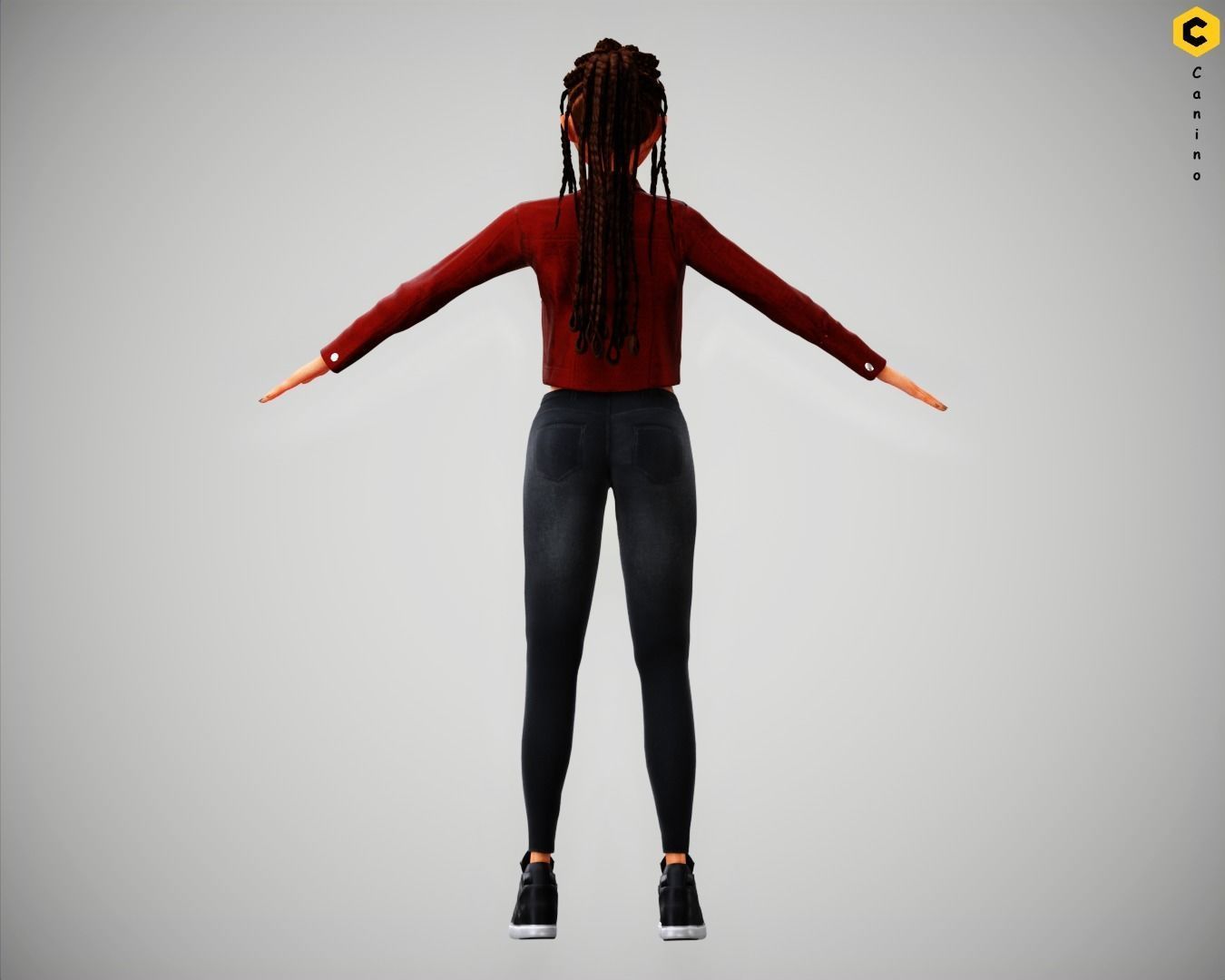 Game Cartoon Girl Zara Character rigged Low-poly 3D model_11