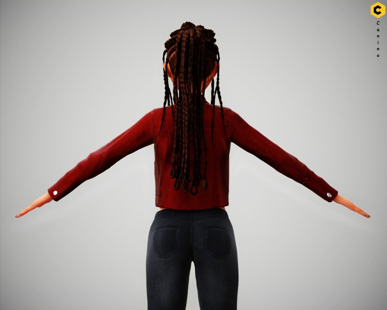 Game Cartoon Girl Zara Character rigged Low-poly 3D model_17