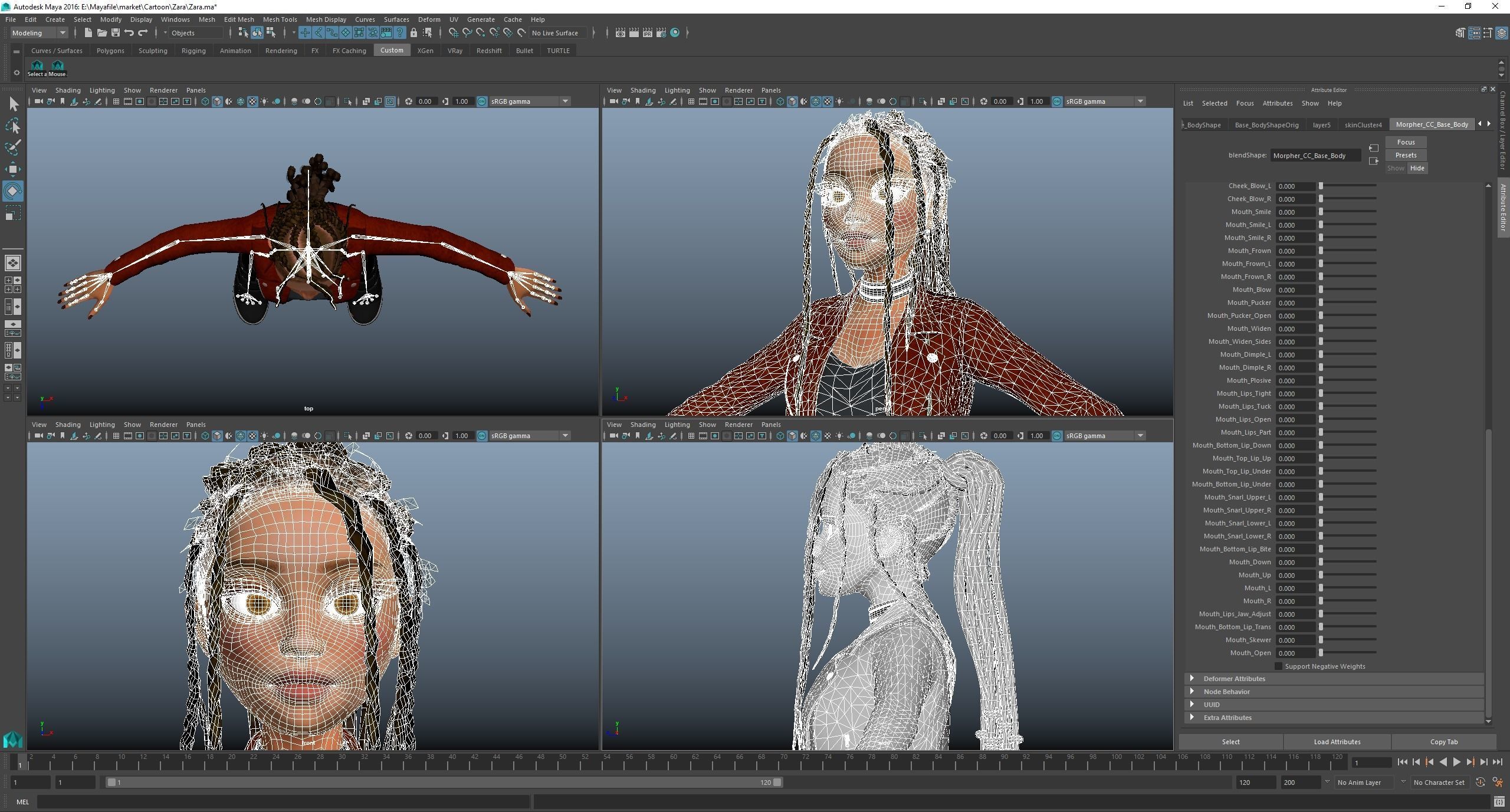Game Cartoon Girl Zara Character rigged Low-poly 3D model_42