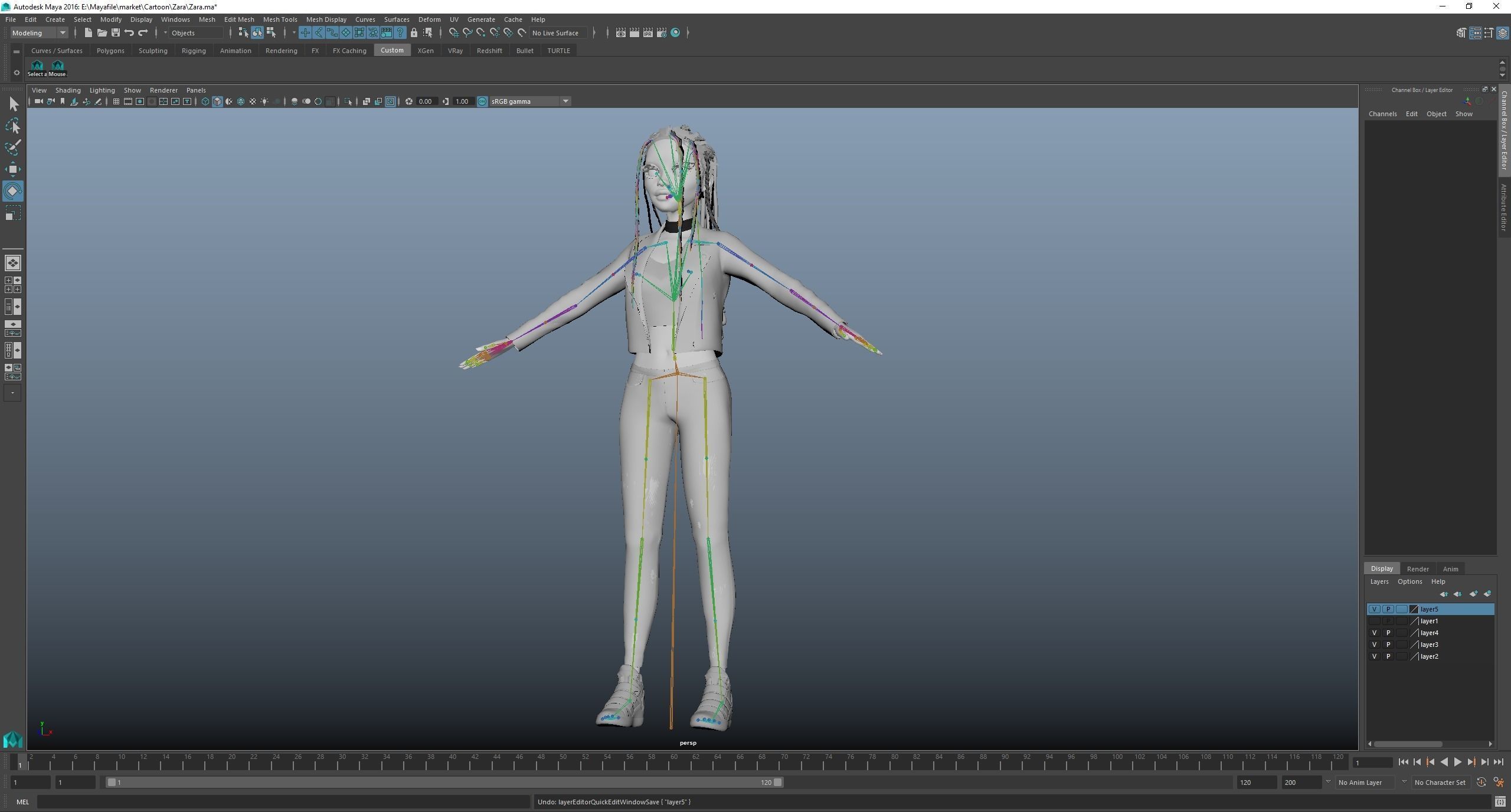 Game Cartoon Girl Zara Character rigged Low-poly 3D model_43