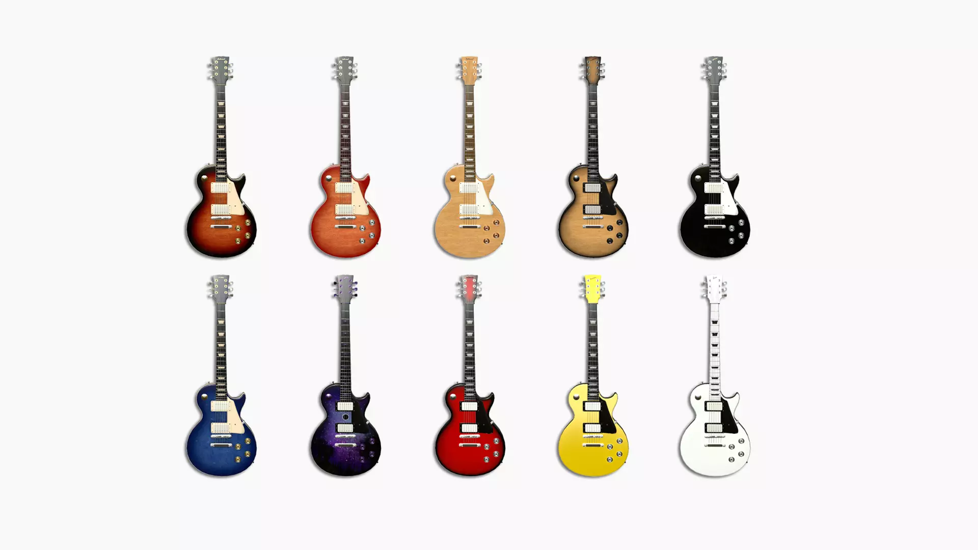 10 Electric Guitars C - Music Instrument Design 3D Model Collection_0