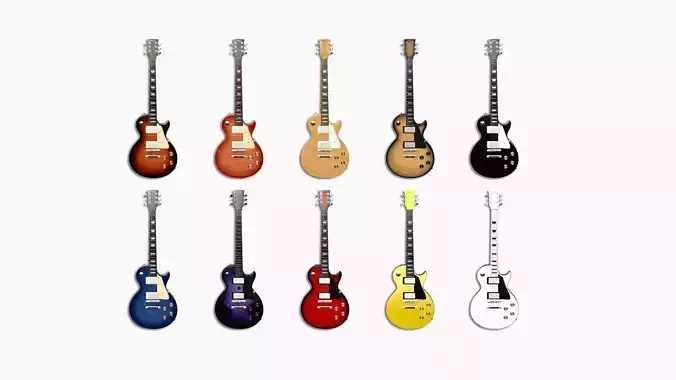 10 Electric Guitars C - Music Instrument Design 3D Model Collection