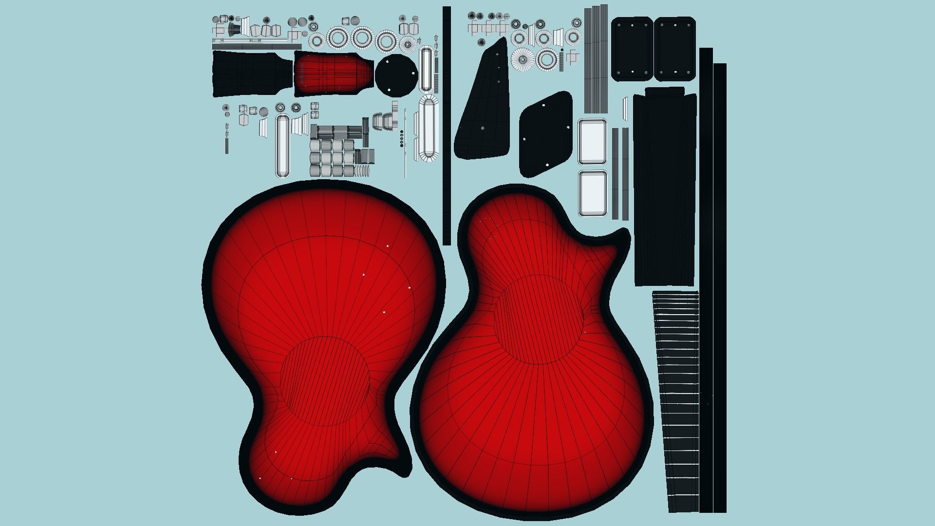 10 Electric Guitars C - Music Instrument Design 3D Model Collection_79