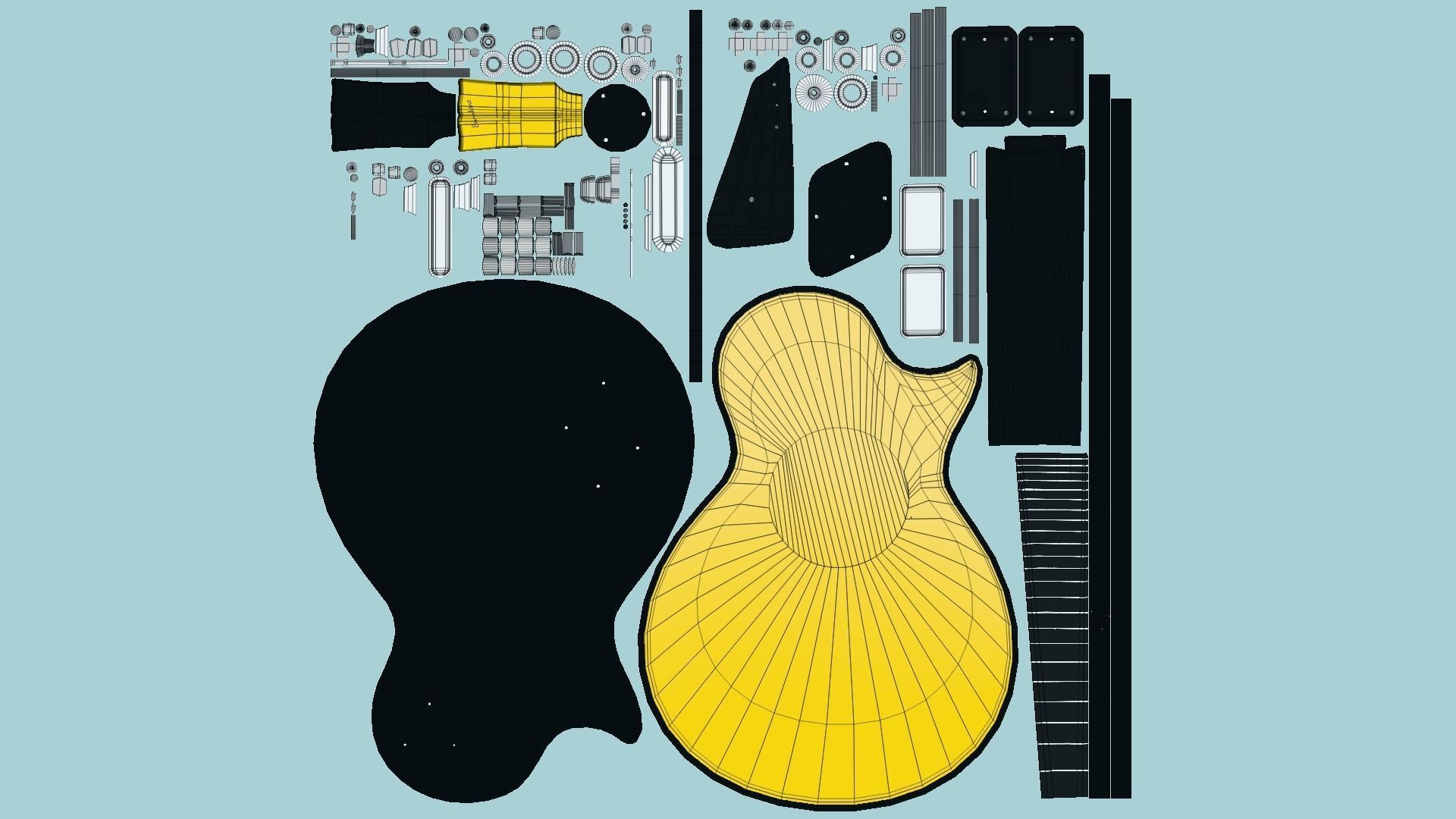10 Electric Guitars C - Music Instrument Design 3D Model Collection_71