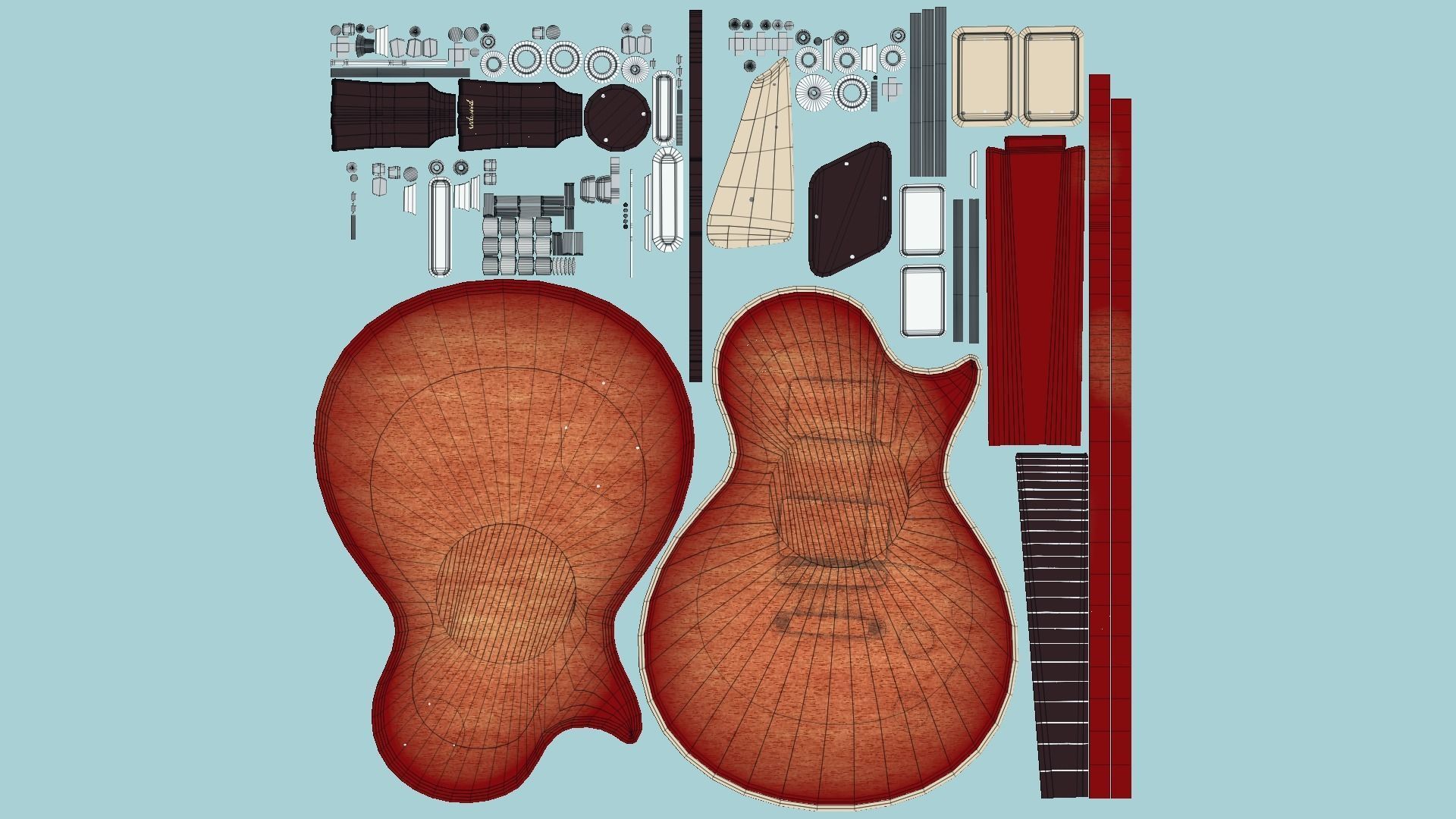 10 Electric Guitars C - Music Instrument Design 3D Model Collection_80