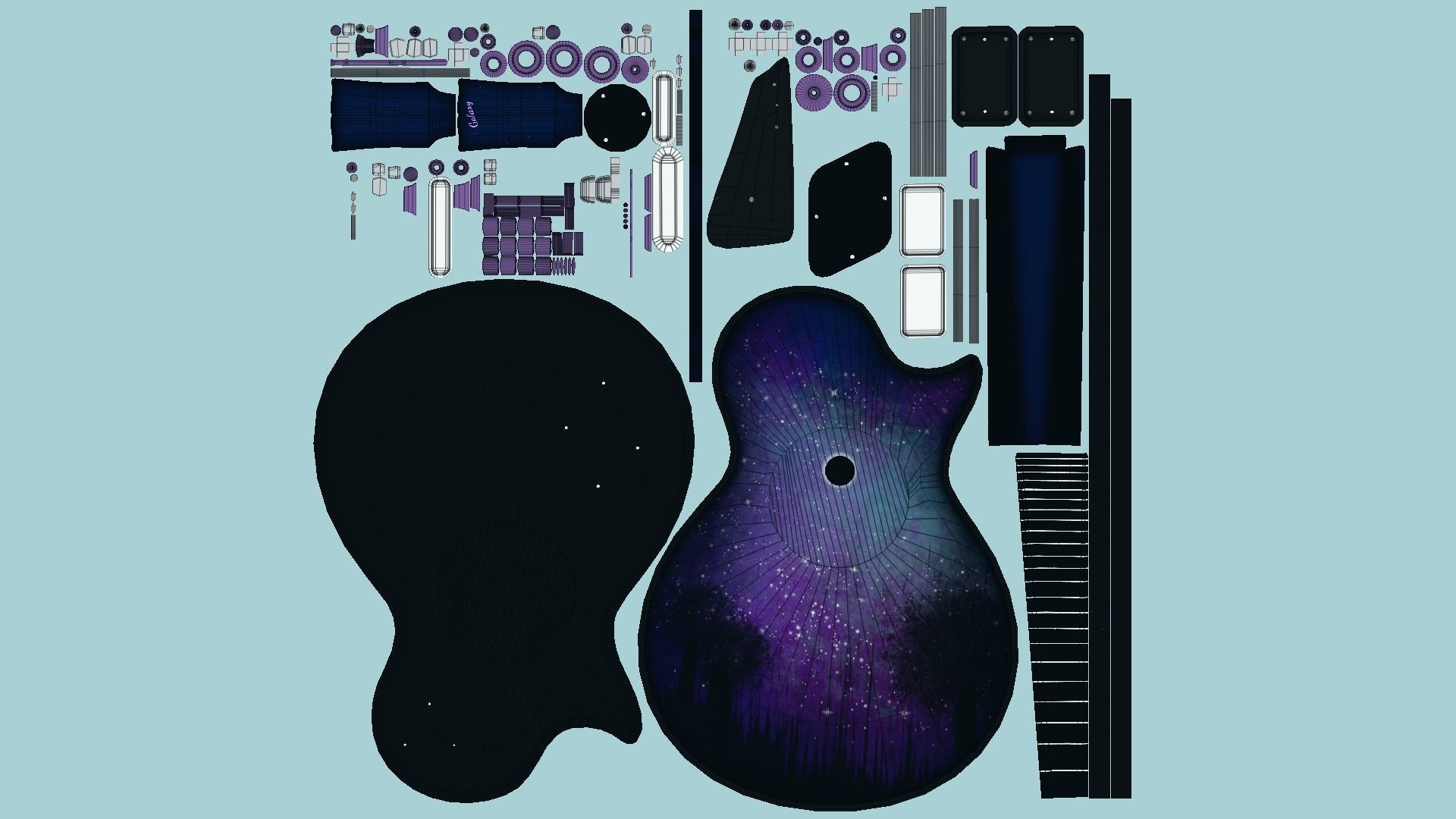 10 Electric Guitars C - Music Instrument Design 3D Model Collection_74