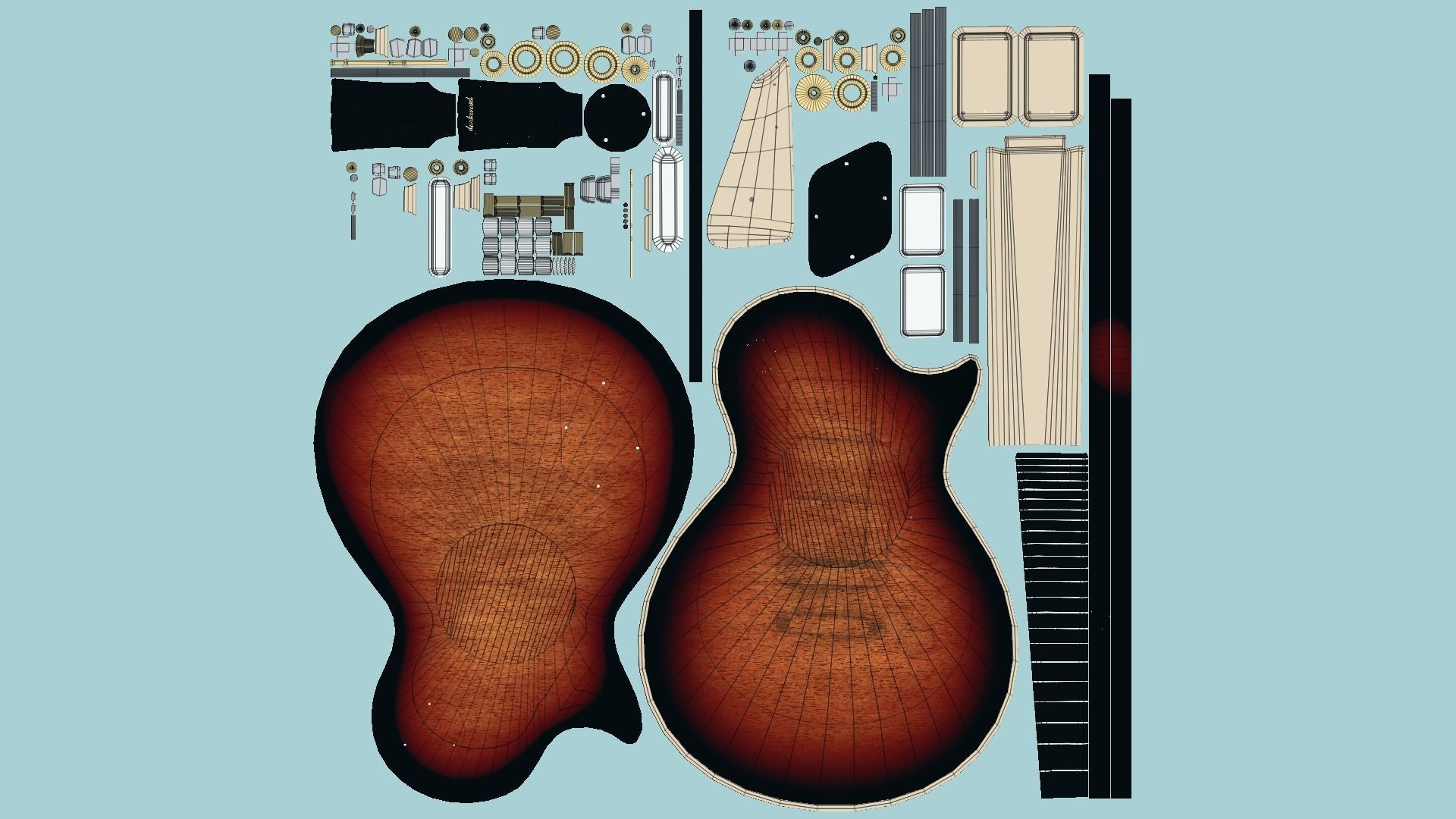 10 Electric Guitars C - Music Instrument Design 3D Model Collection_78