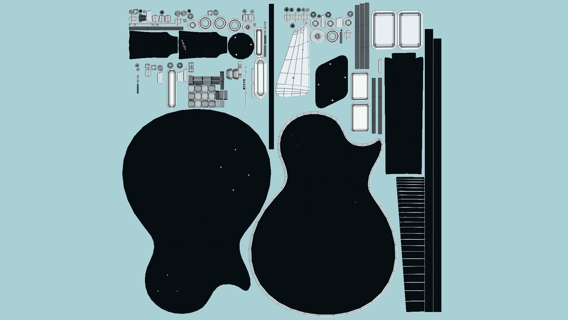 10 Electric Guitars C - Music Instrument Design 3D Model Collection_90