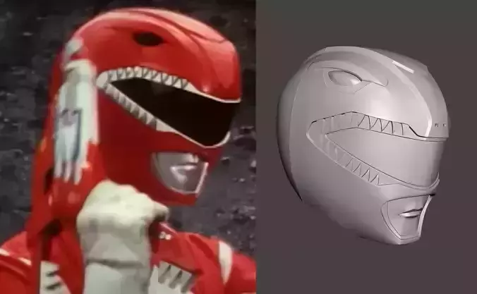 Red Power Ranger Helmet 3D print model