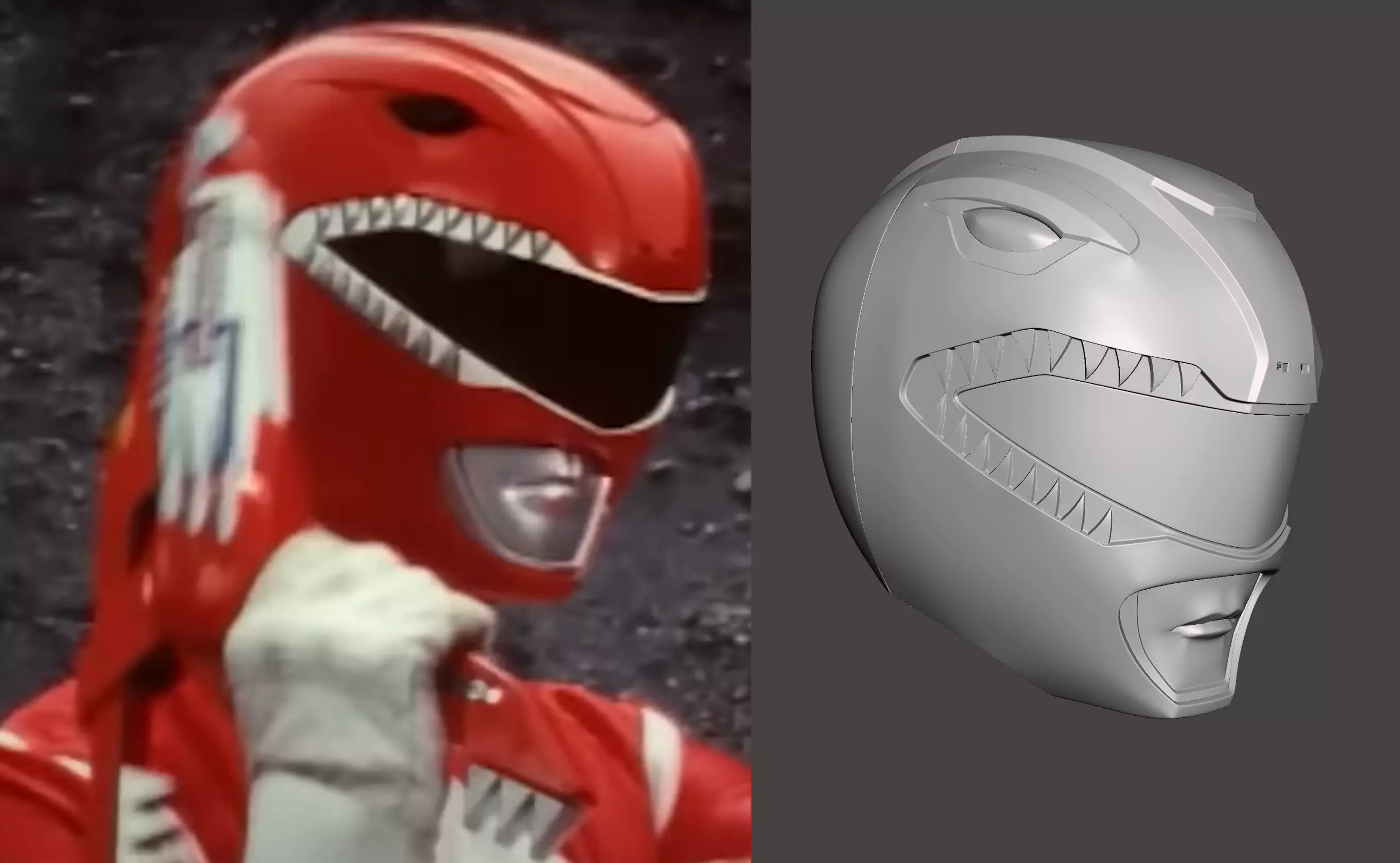 Red Power Ranger Helmet 3D print model_0