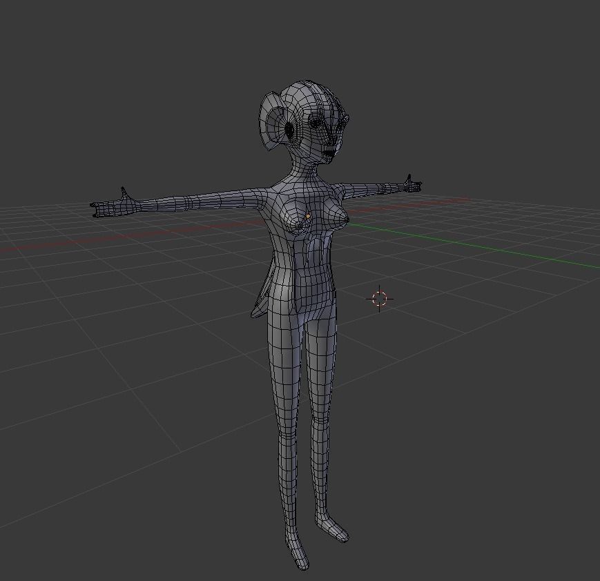 Alien Fish Woman BASE MESH Free 3D model_2