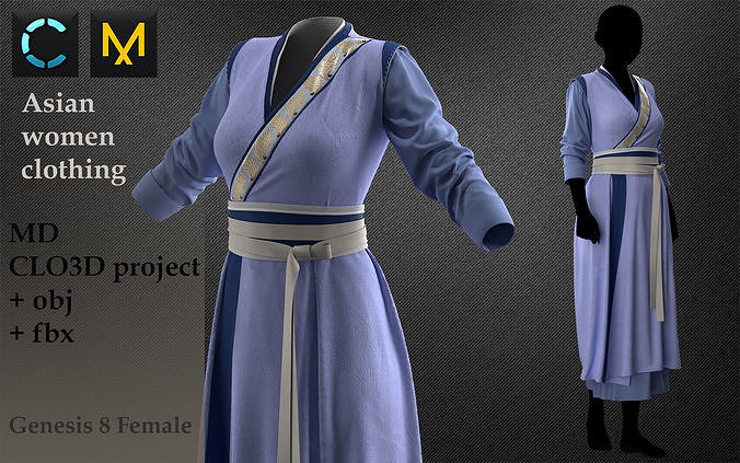 Asian Women Clothing 3D model