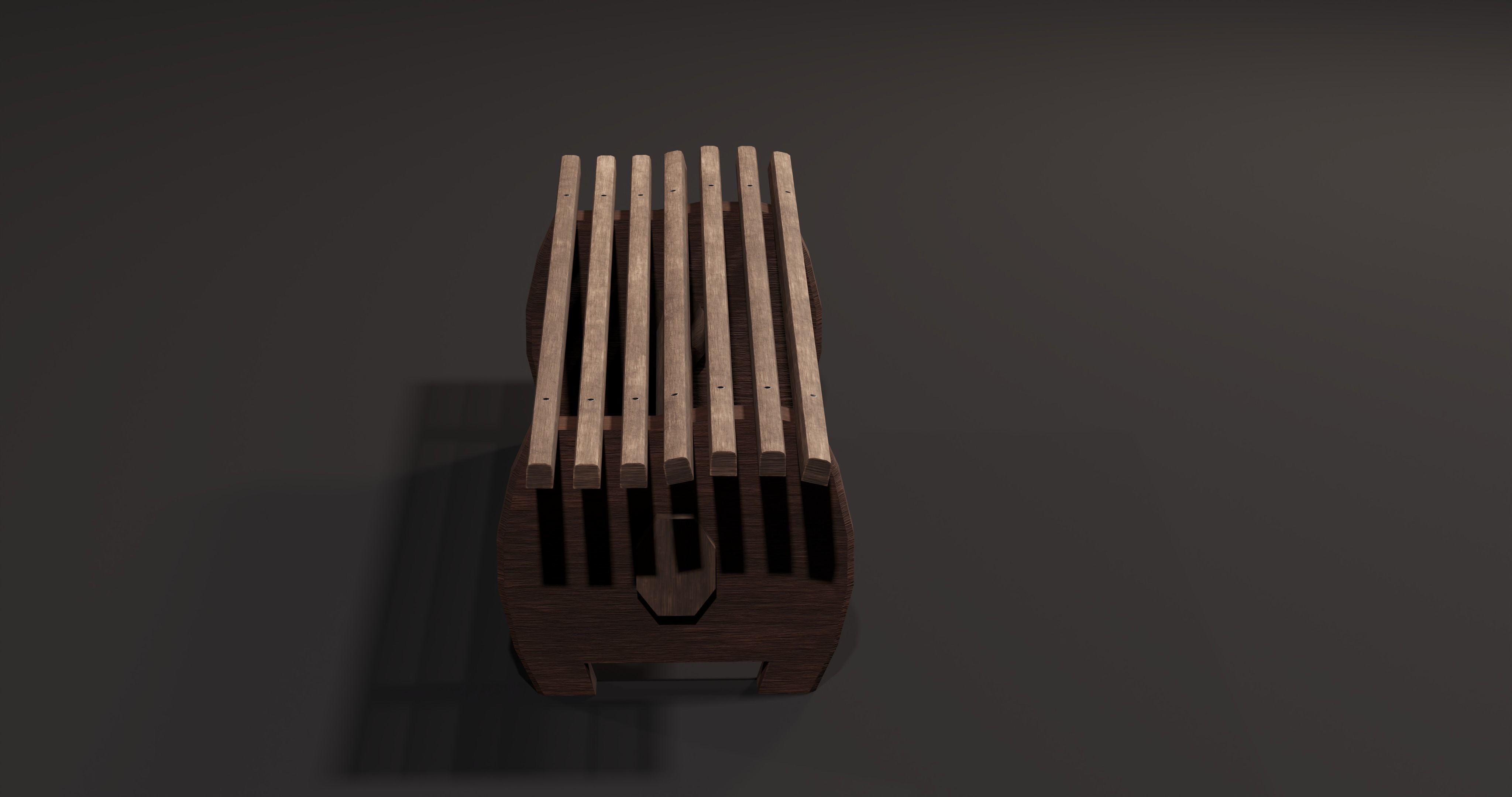 Wooden Bench Low-poly 3D model_5