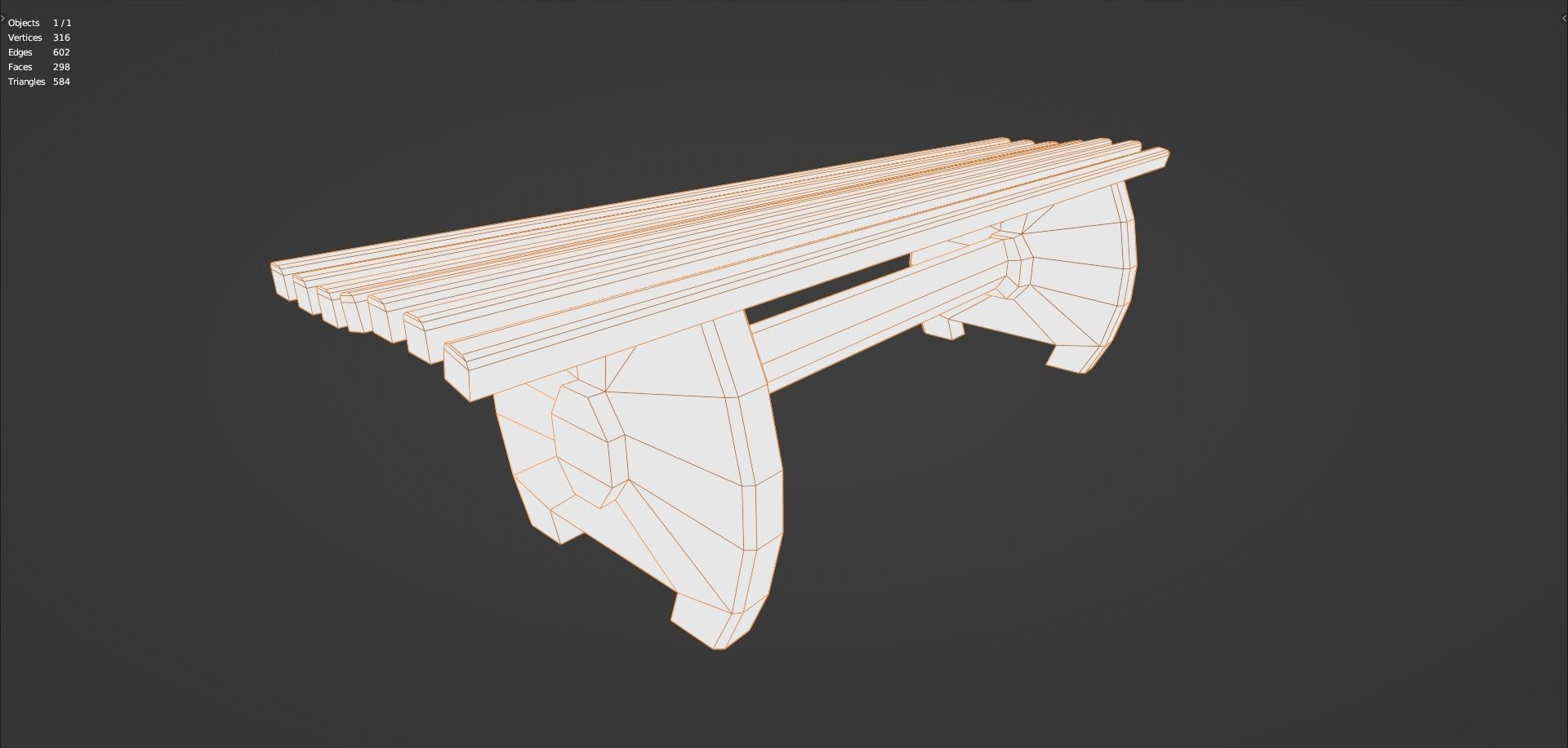 Wooden Bench Low-poly 3D model_9