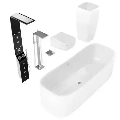 Modern Metal White Bathroom Set