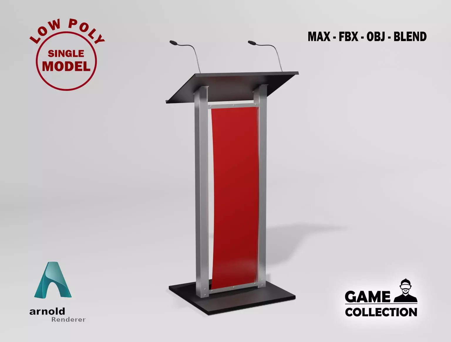 Lectern 8 podium with stripes Low-poly 3D model