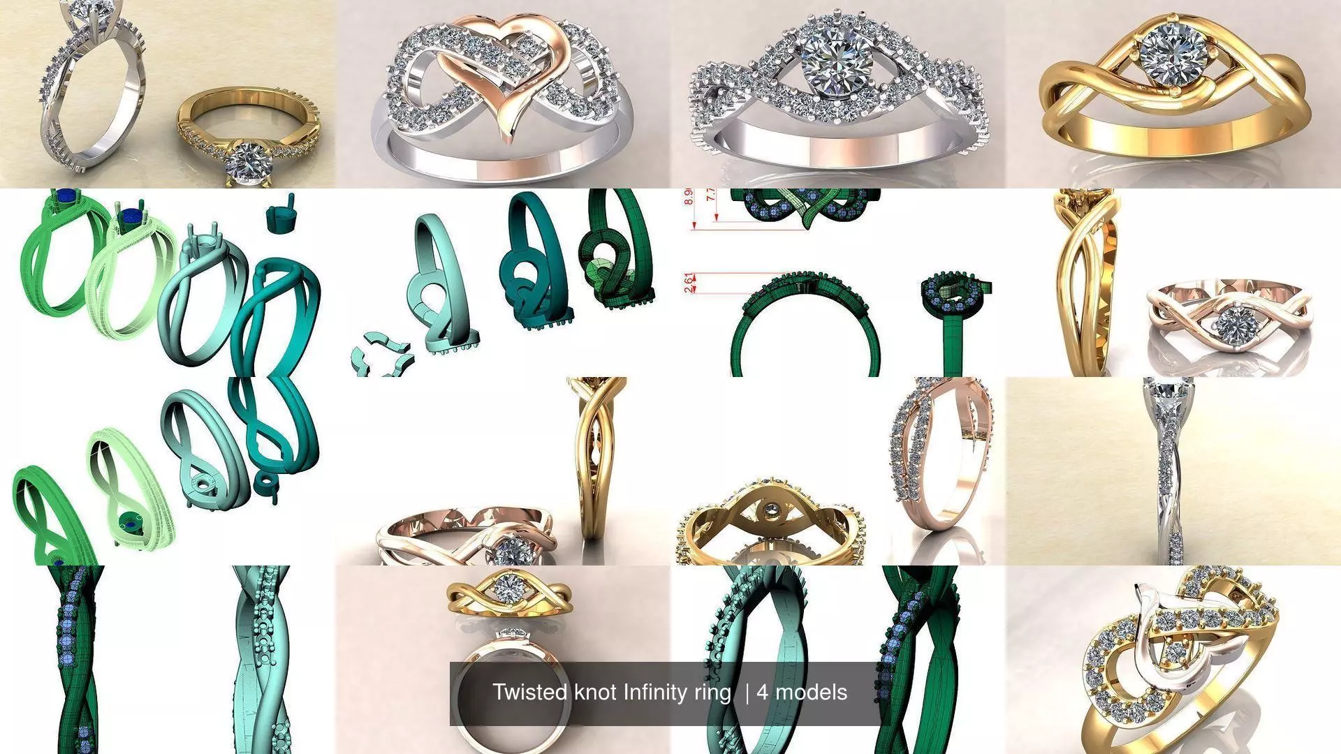 Twisted knot Infinity ring  3D Model Collection_0