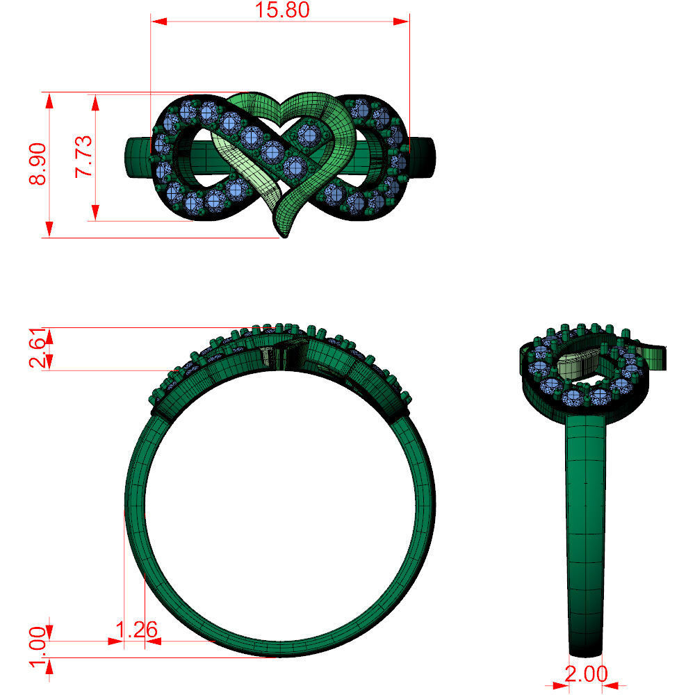 Twisted knot Infinity ring  3D Model Collection_11
