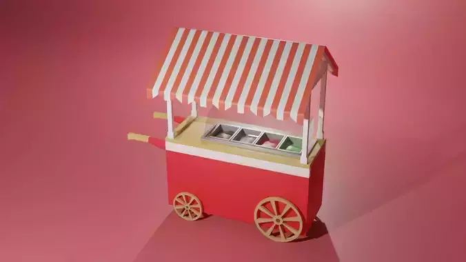 Ice Cream Stand Low-poly 3D model