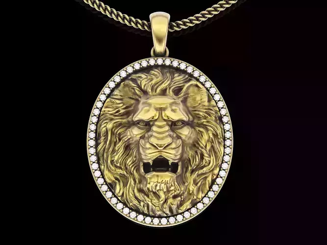Lion pendant silver gold  jewelry printable 3D model
