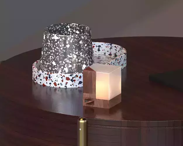 Table round side with candle on top