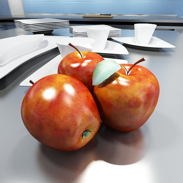 Red Apple High Detail 3D model_3