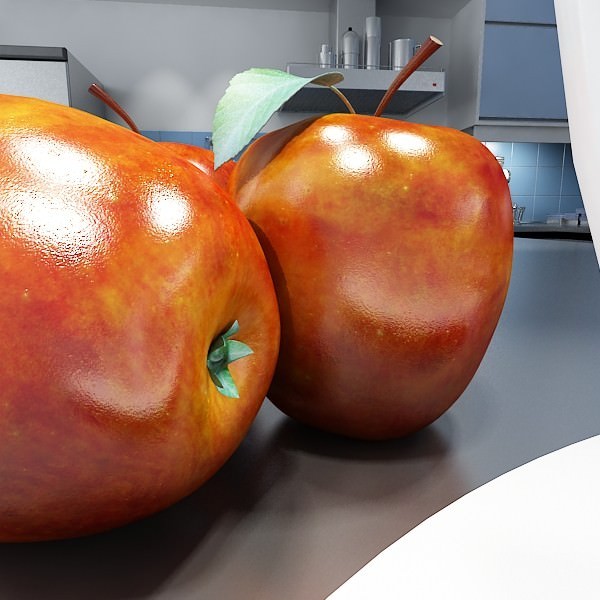 Red Apple High Detail 3D model_4