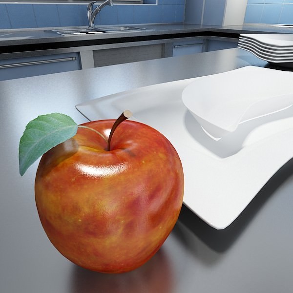 Red Apple High Detail 3D model_1
