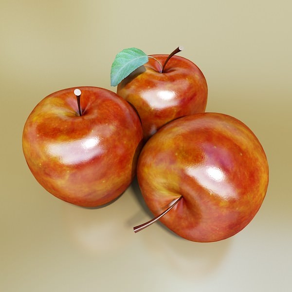 Red Apple High Detail 3D model_5