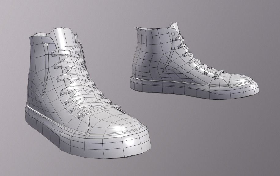 Sneakers chuck taylor all star high top Low-poly 3D model_3