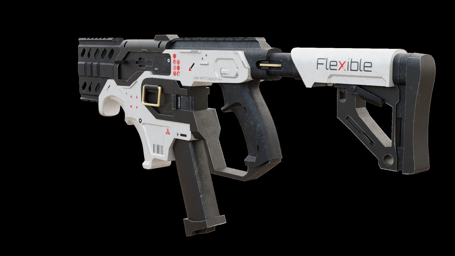 Futuristic SMG Low-poly 3D model_3