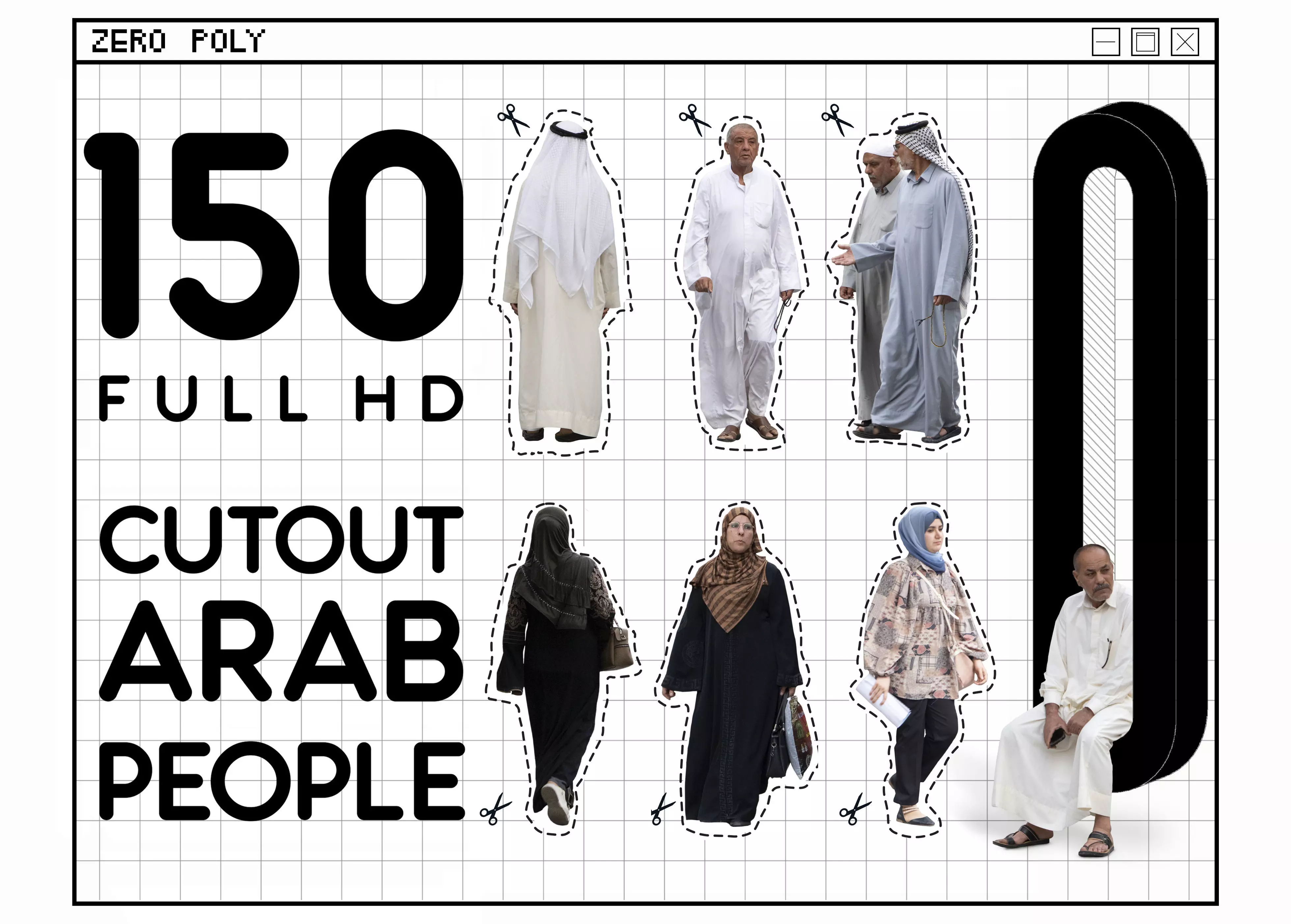 150 PNG and PSD Arabian people Full HD CUTOUT Pack 3D model_0