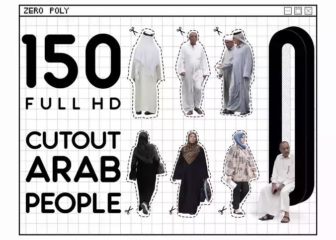 150 PNG and PSD Arabian people Full HD CUTOUT Pack 3D model