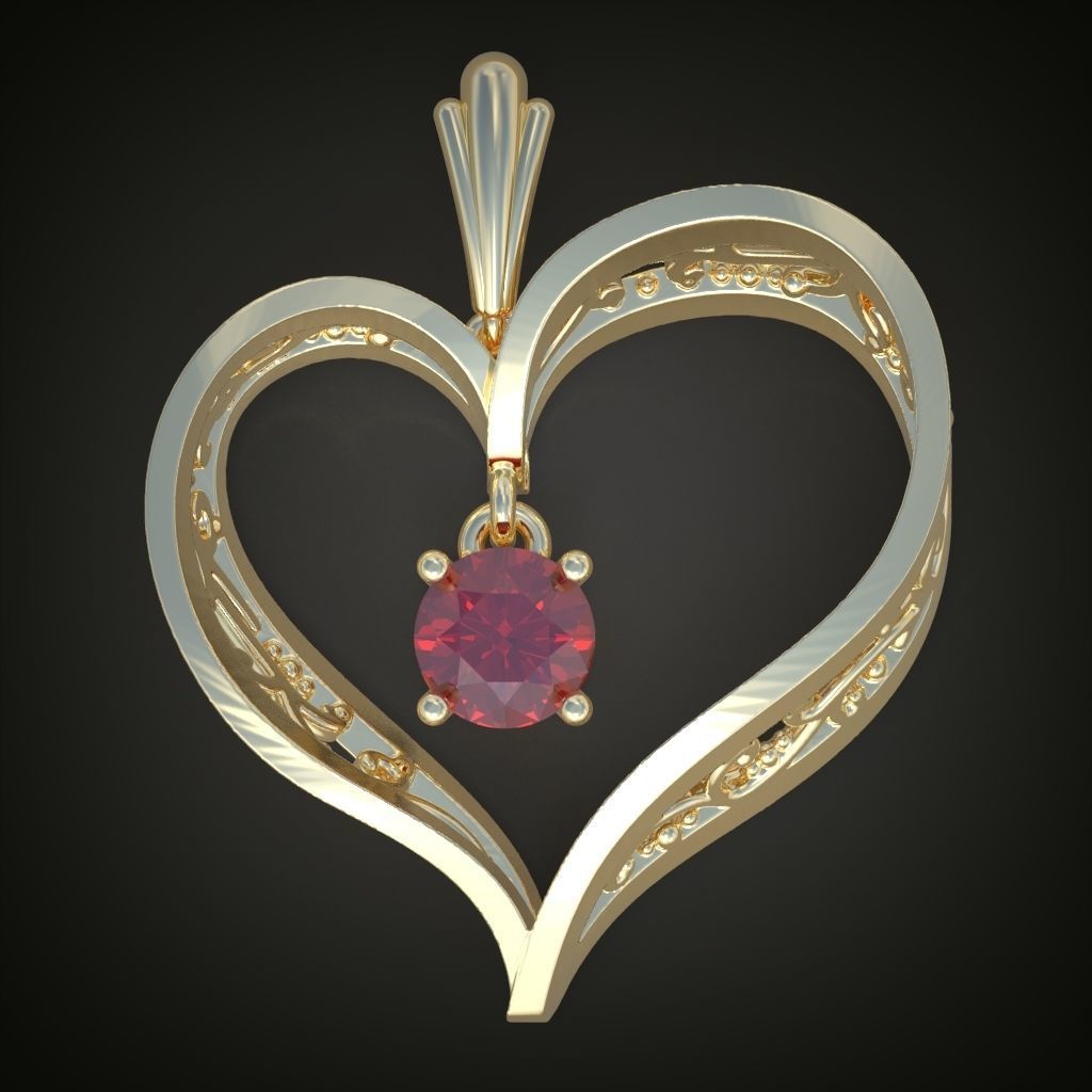 Heart Pendant  3D 0111 printable model 3D print model_4