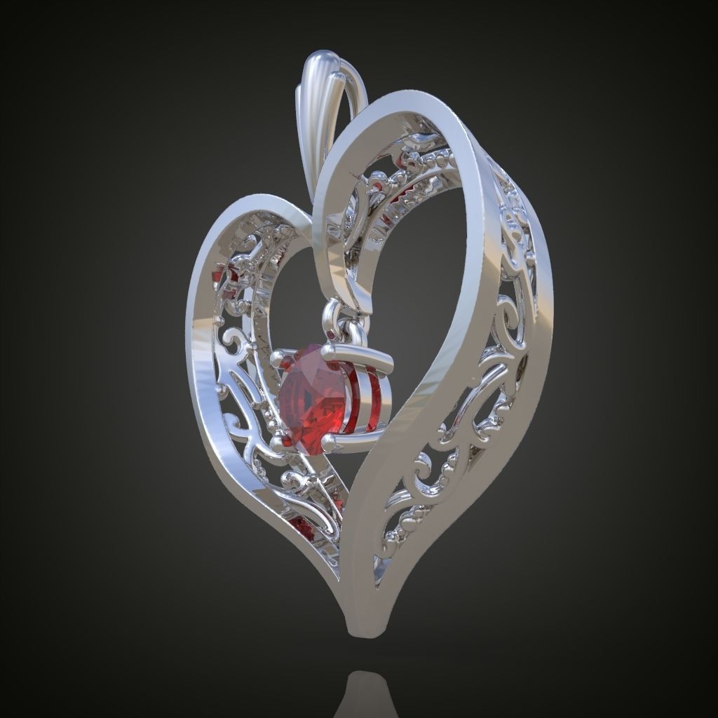 Heart Pendant  3D 0111 printable model 3D print model_10