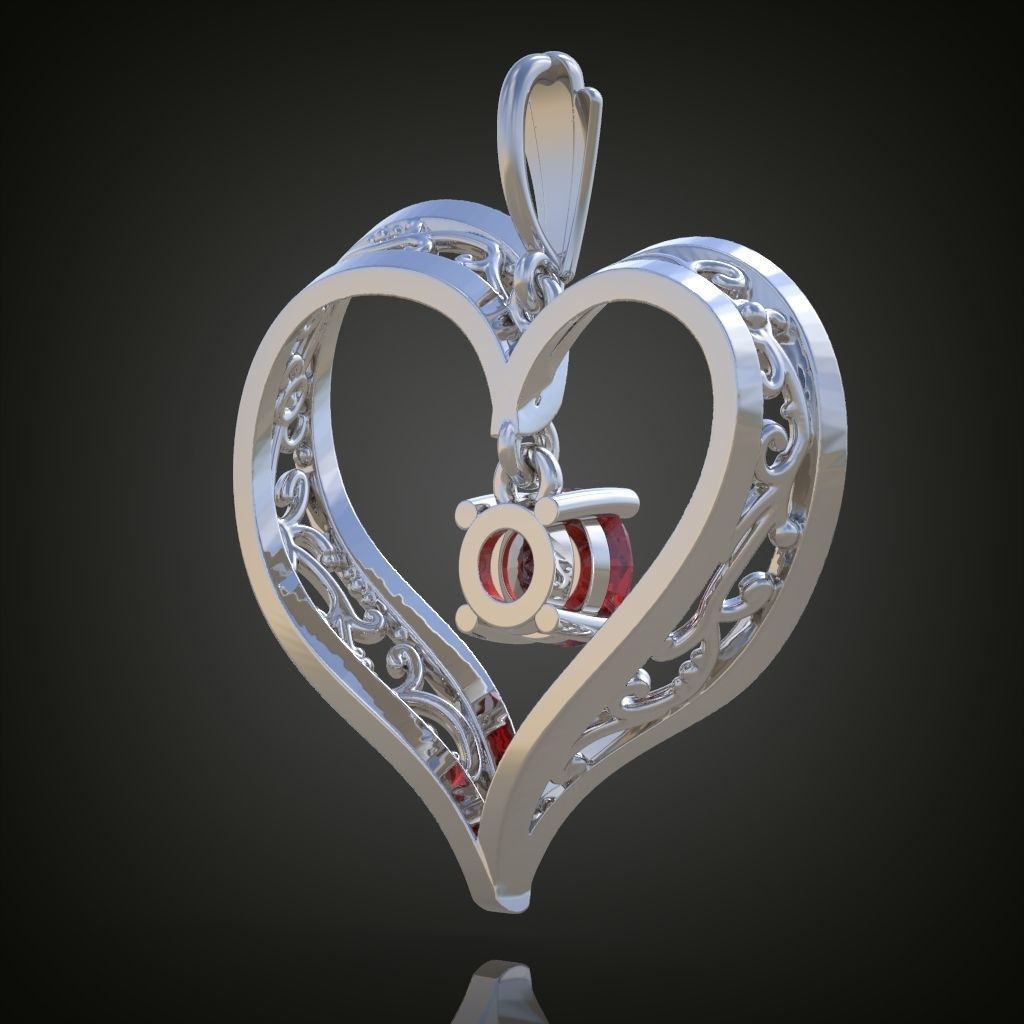 Heart Pendant  3D 0111 printable model 3D print model_9