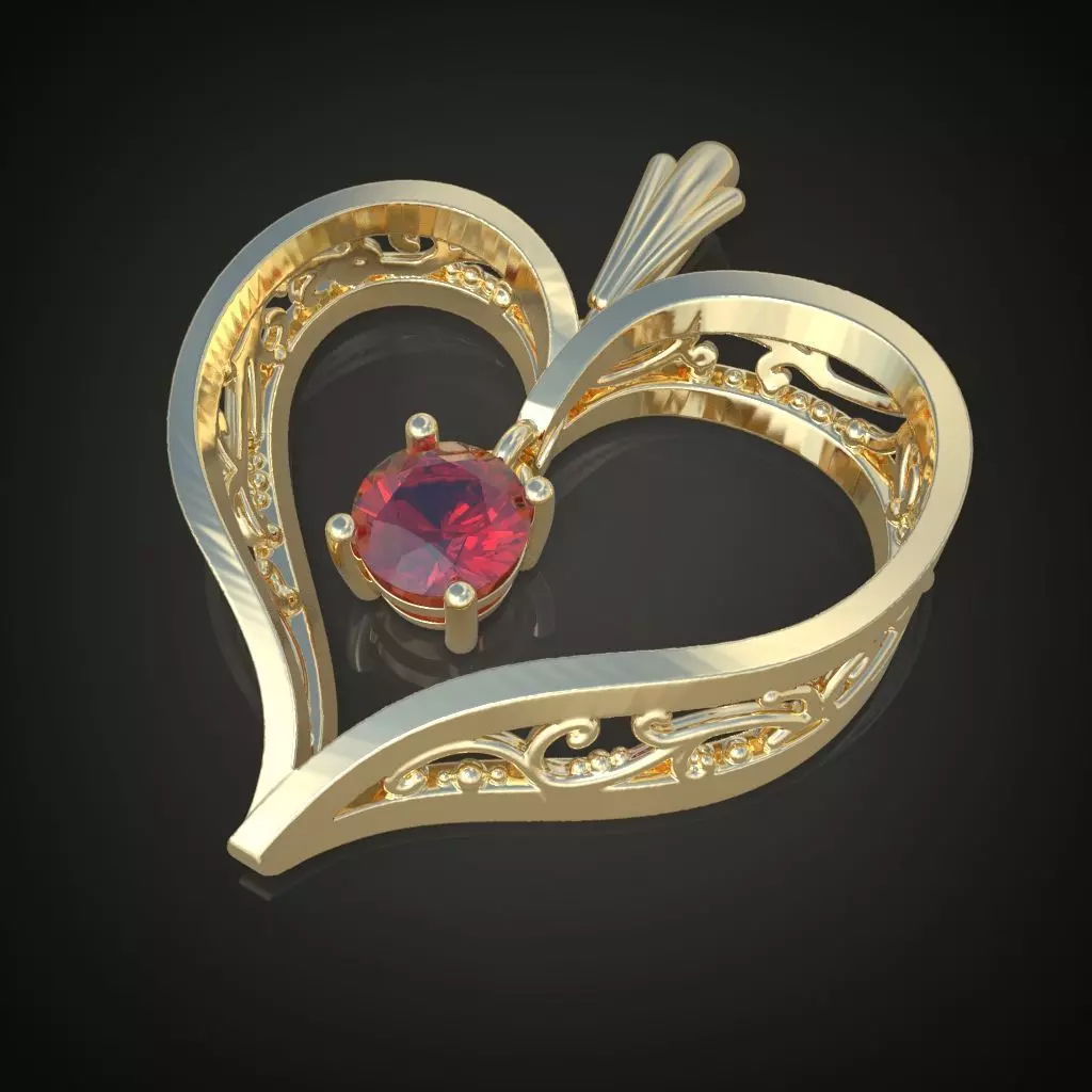Heart Pendant  3D 0111 printable model 3D print model_0
