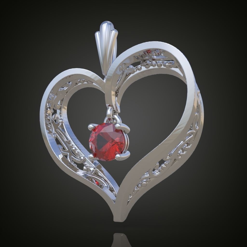 Heart Pendant  3D 0111 printable model 3D print model_6