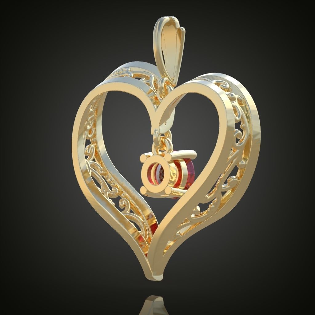Heart Pendant  3D 0111 printable model 3D print model_8