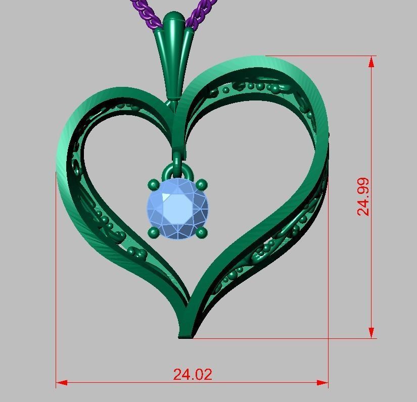 Heart Pendant  3D 0111 printable model 3D print model_14