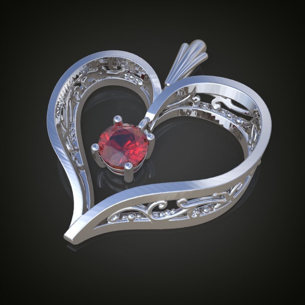 Heart Pendant  3D 0111 printable model 3D print model_1